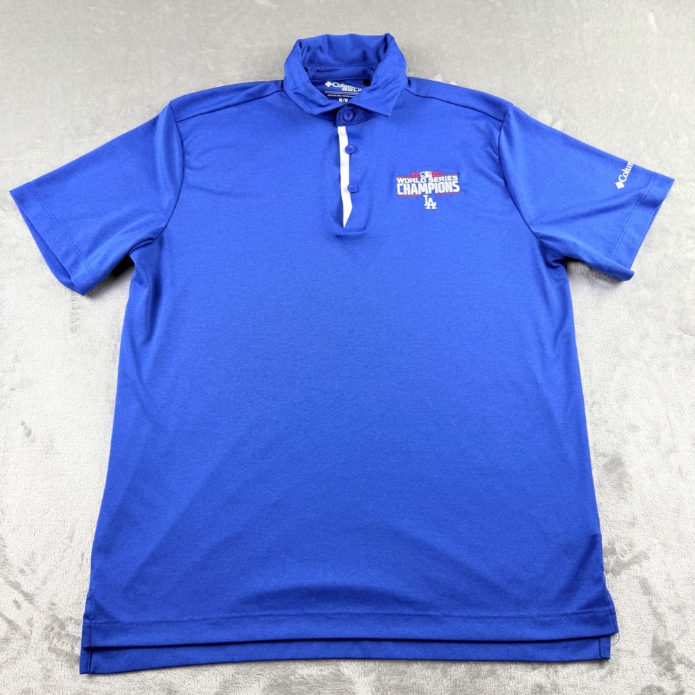 Columbia Golf Mens Medium LA Dodgers 2020 World Series Champions Polo Shirt Blue